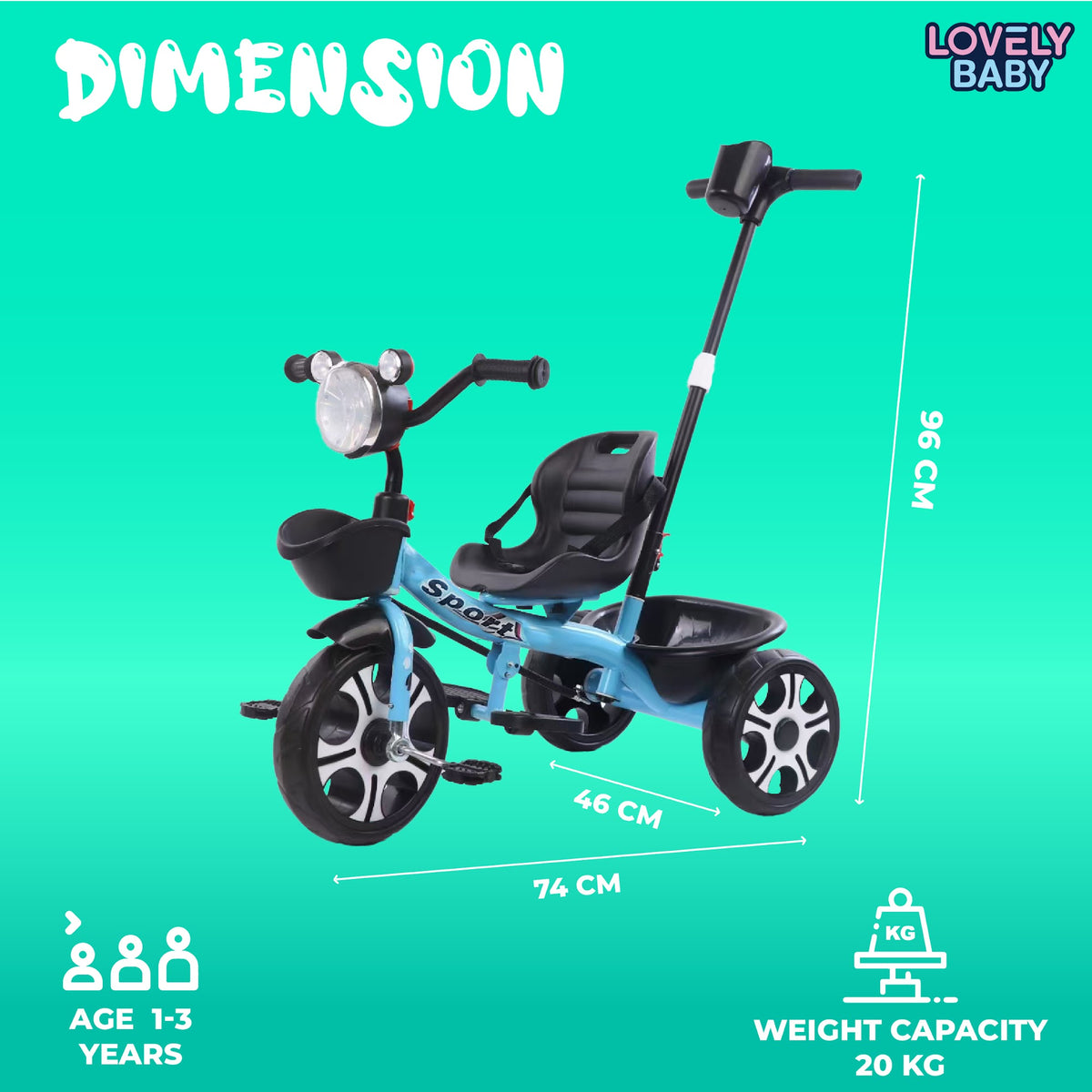 Lovely Baby Lovely Baby Kids Smart Tricycle - Blue - additional view 6