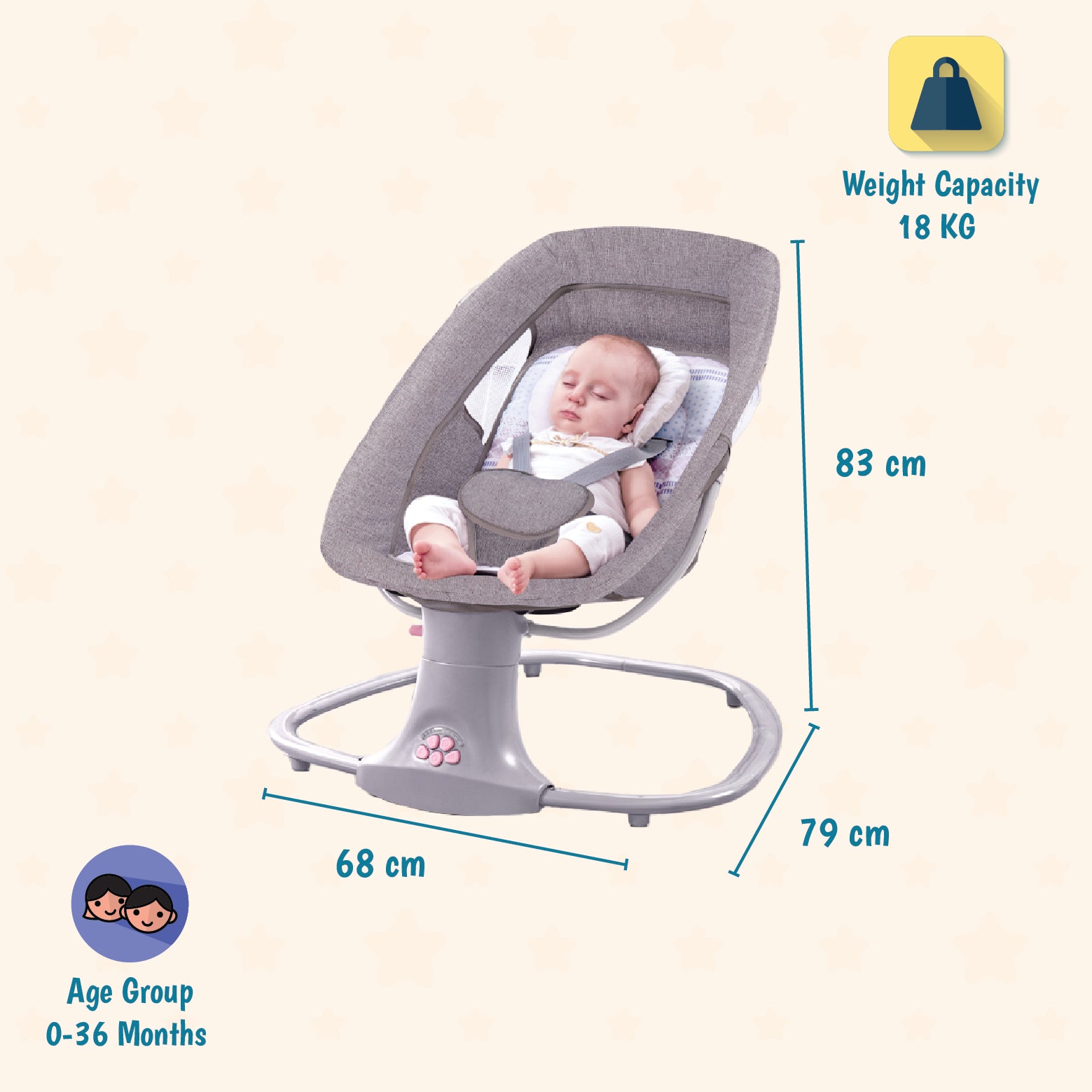 Mastela 3 In 1 Deluxe Multi-Functional Swing & Bassinet - Beige