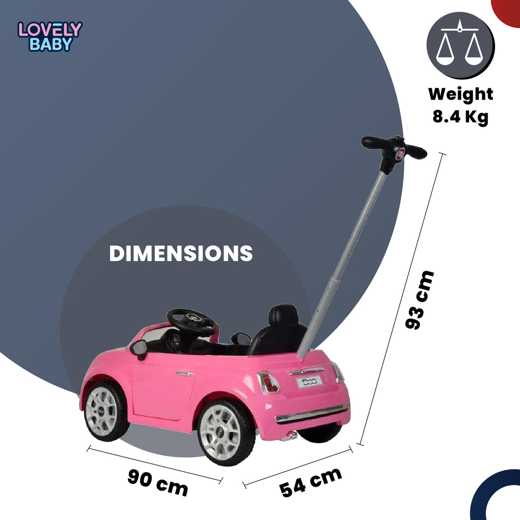 Lovely Baby Fiat 500 Kids Ride-On Push Car with Parental Control Handle - Pink - additional view 8