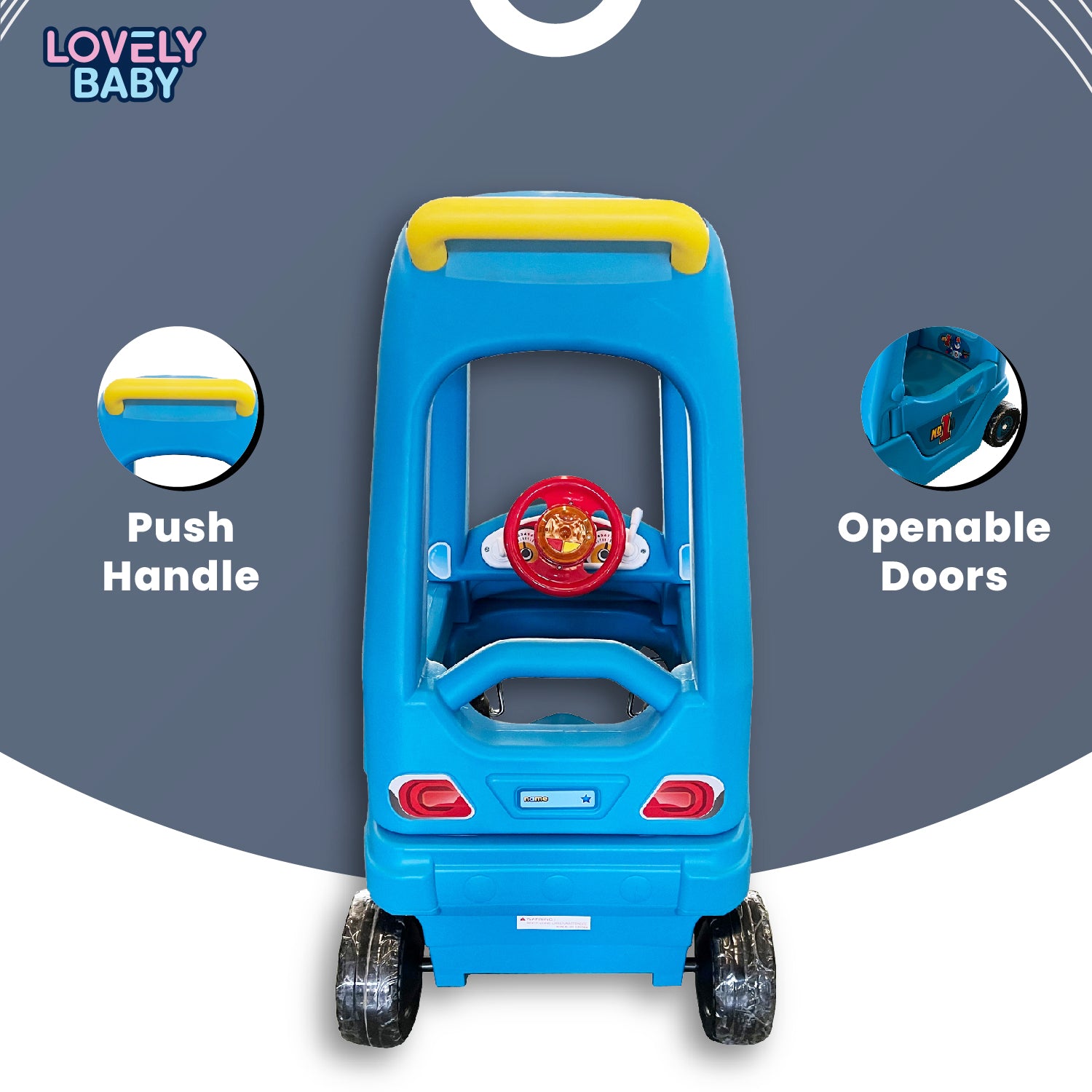 Lovely Baby Lovely Baby Cozy Coupe Ride-On Car - Blue - dimensions and contents