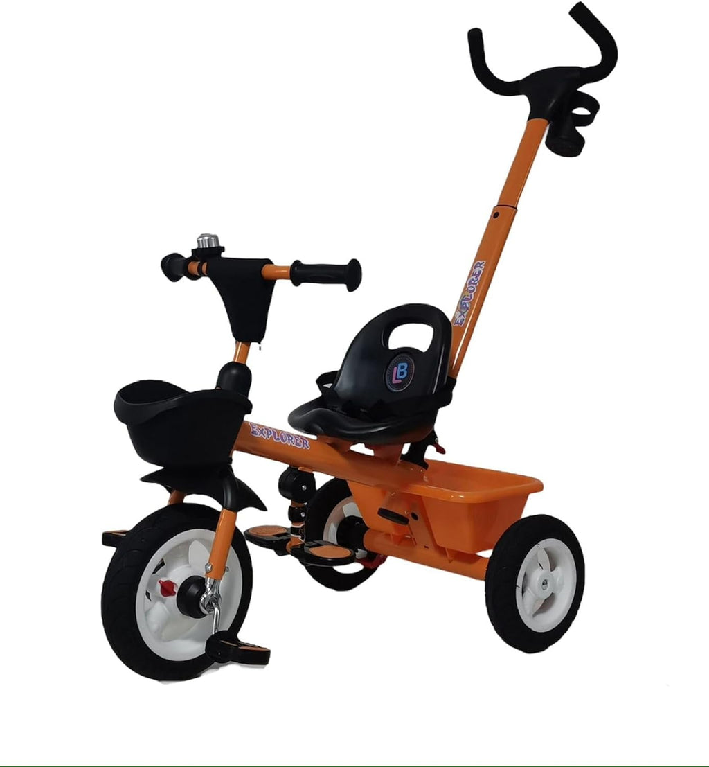 Lovely Baby Lovely Baby Smart Kids Tricycle with Parent Push Handle, Rubber Wheels & Dual Storage - Orange - product hero