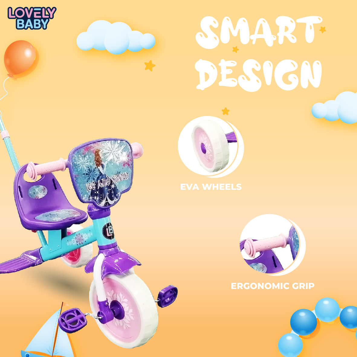 Lovely Baby Lovely Baby Smart Kids Tricycle - Ice & Snow - alternate angle