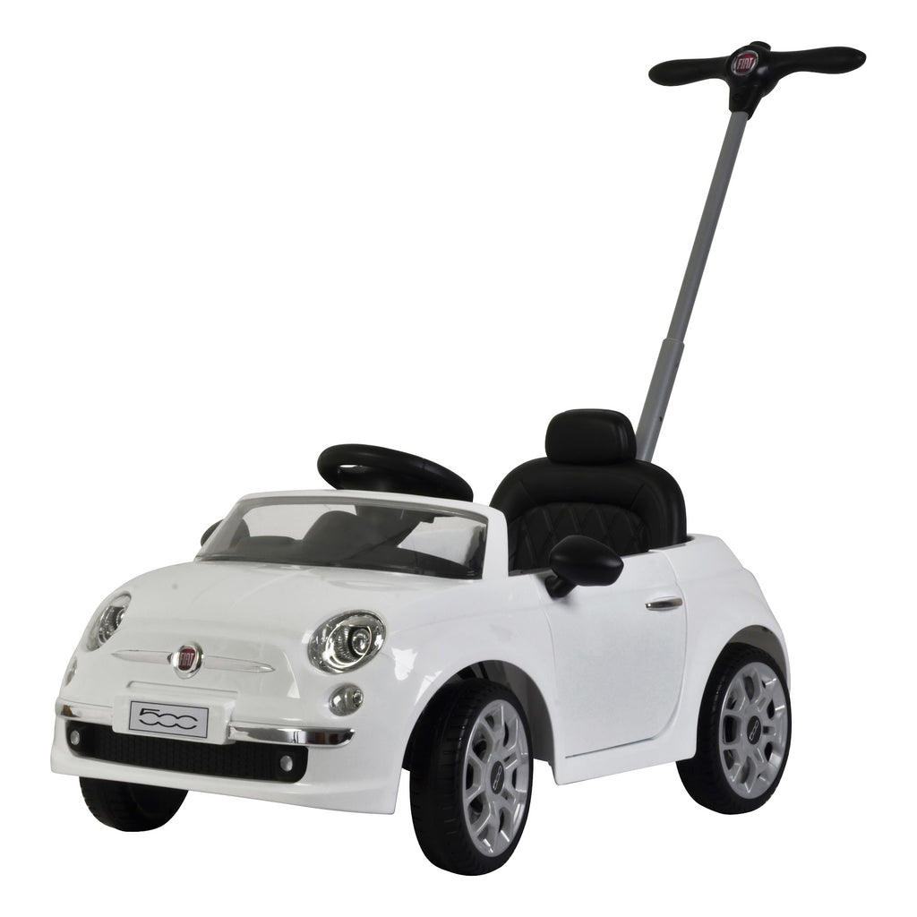 Lovely Baby Fiat 500 Kids Ride-On Push Car with Parental Control Handle - White - product hero