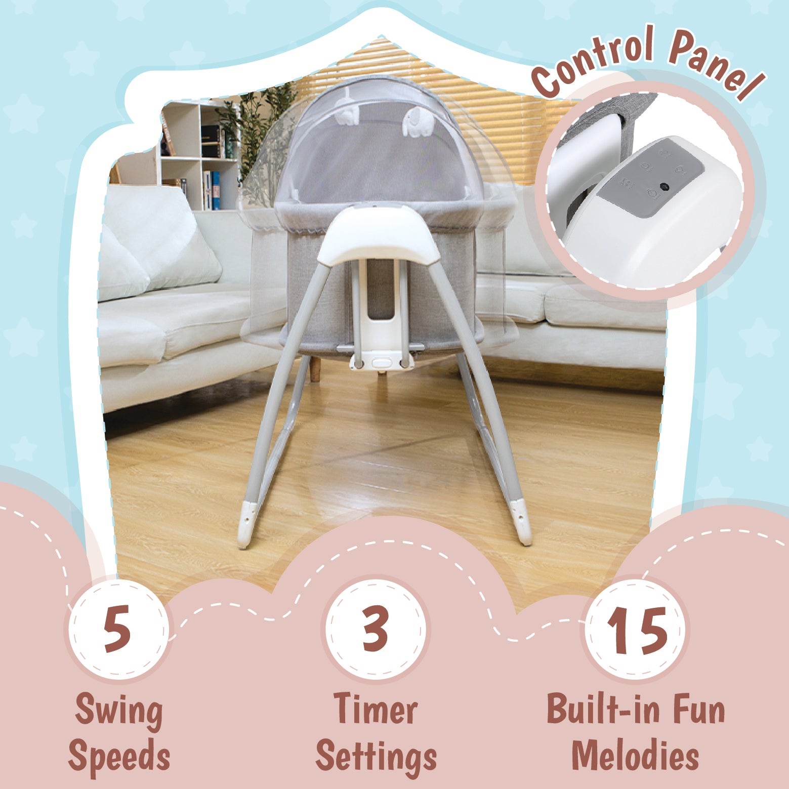 Mastela Deluxe 4 in 1 Bassinet - Grey