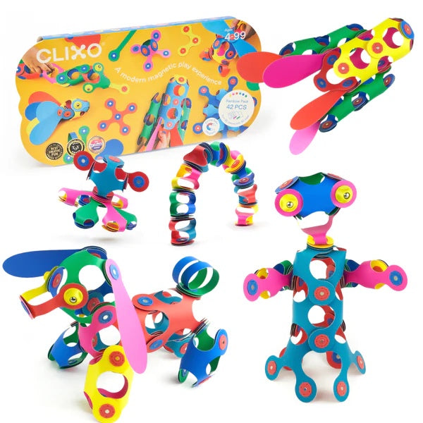 Clixo Rainbow Pack - 42 Piece Magnetic Building Set