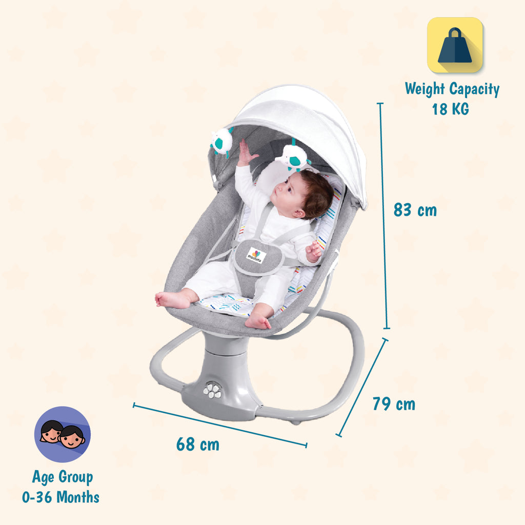 Mastela 3 In 1 Deluxe Multi-Functional Swing & Bassinet - Grey