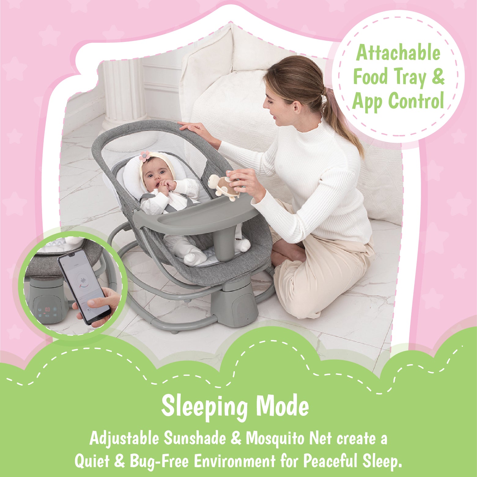 Mastela 4-in-1 Baby Rocking Chair - Dark Grey