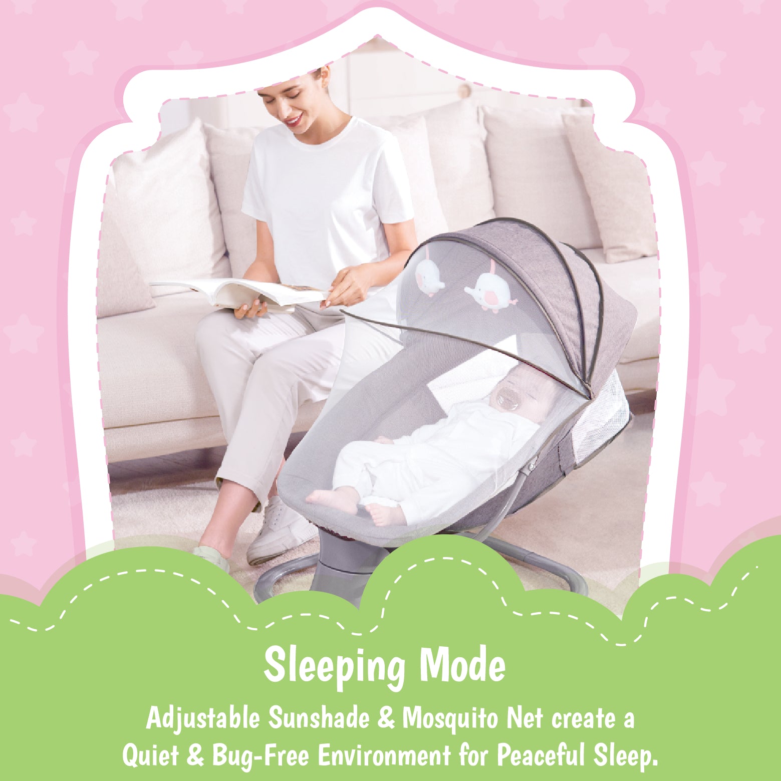 Mastela 3 In 1 Deluxe Multi-Functional Swing & Bassinet - Beige