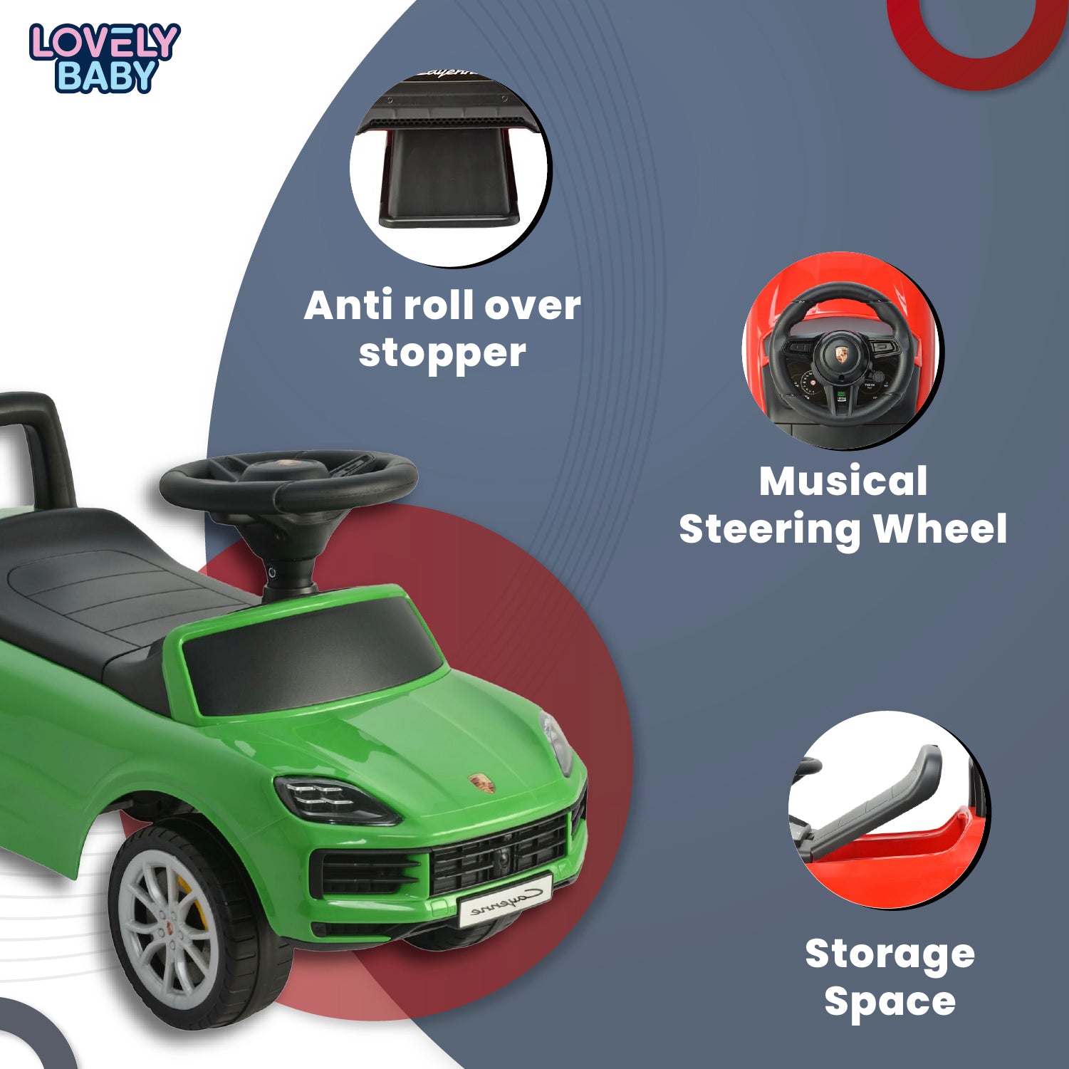 Lovely Baby Porsche Cayenne Kids Ride On Car - Green - product hero