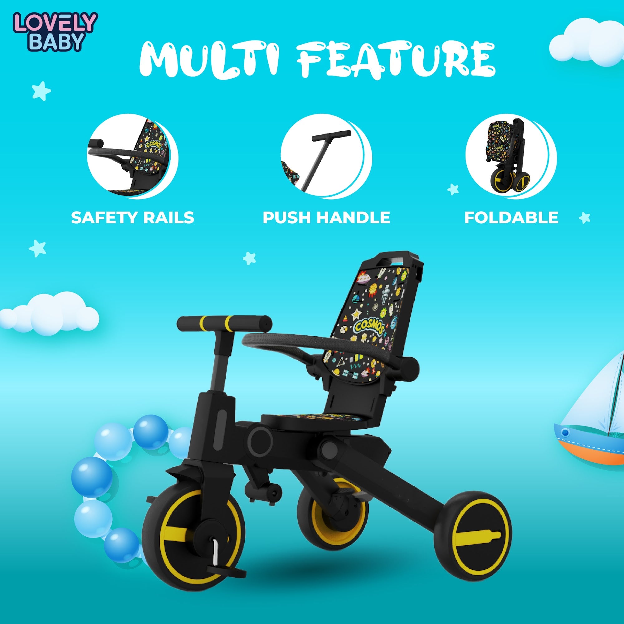 Lovely Baby Lovely Baby 7-in-1 Kids Tricycle - Yellow - additional view 9