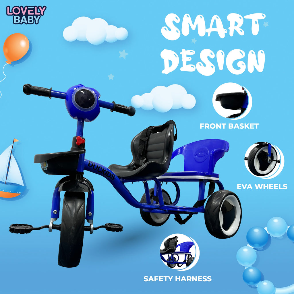 Lovely Baby Lovely Baby 2-Seater Kids Tricycle with Interactive Lights & Music - Blue - additional view 7