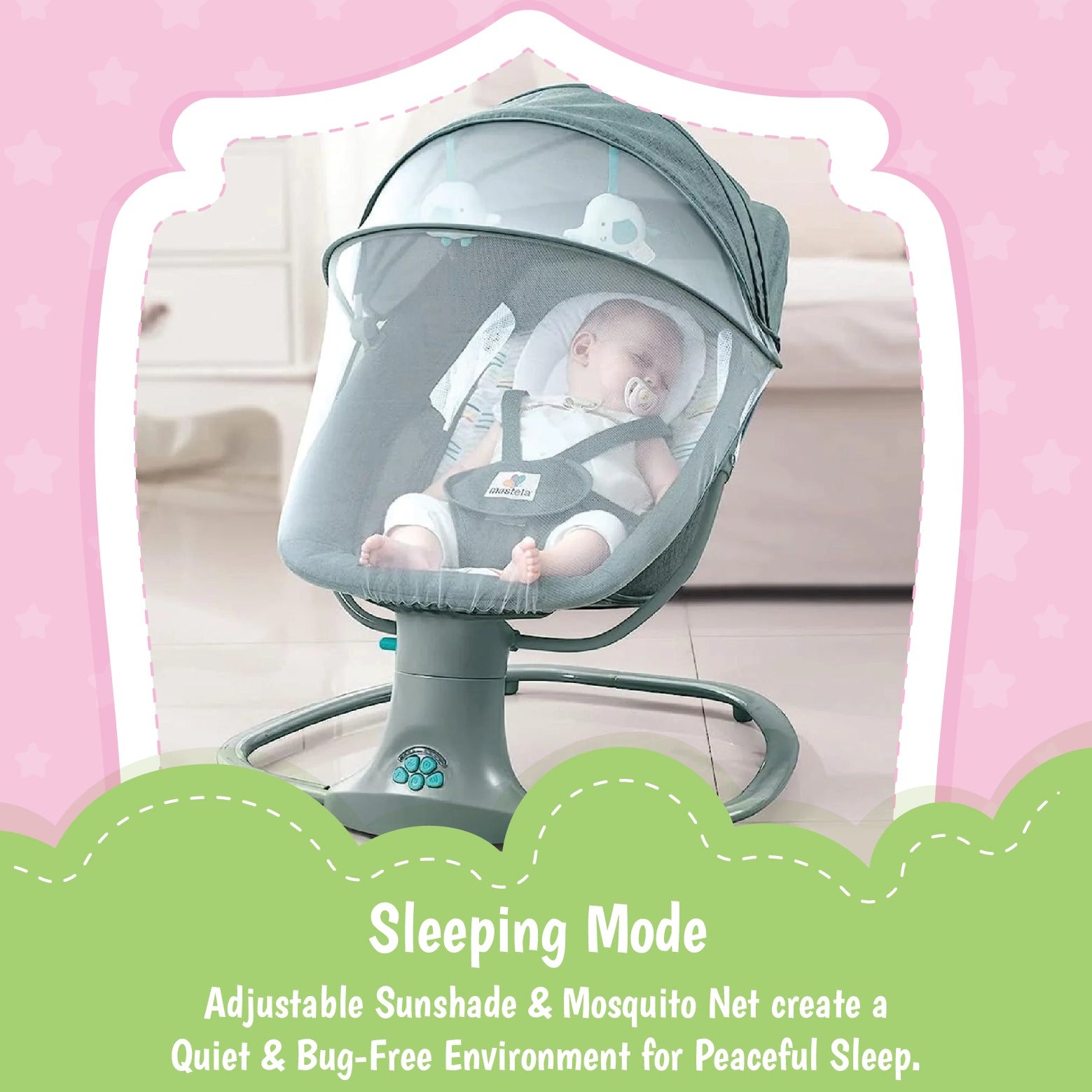 Mastela 3 In 1 Deluxe Multi-Functional Swing & Bassinet - Green