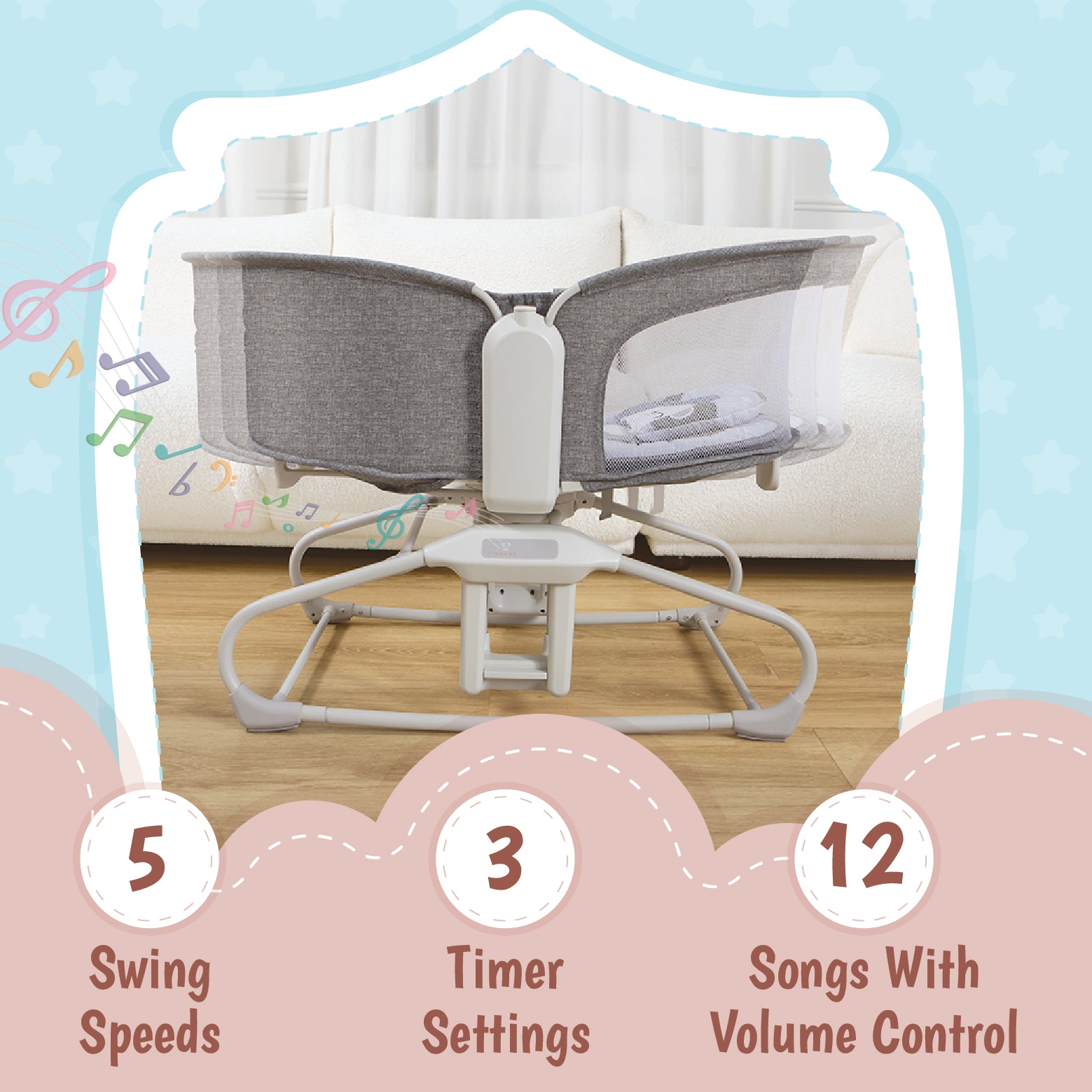 Mastela 4-in-1 Swing & Bassinet - Monkey