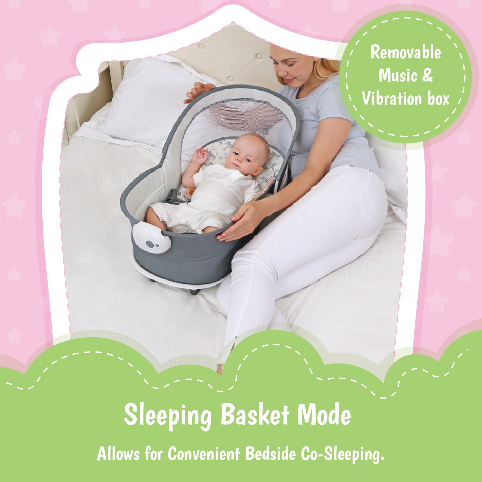 Mastela 6-in-1 Deluxe Multi-Functional Bassinet - White