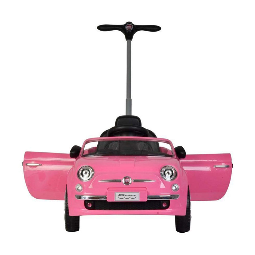 Lovely Baby Fiat 500 Kids Ride-On Push Car with Parental Control Handle - Pink - dimensions and contents