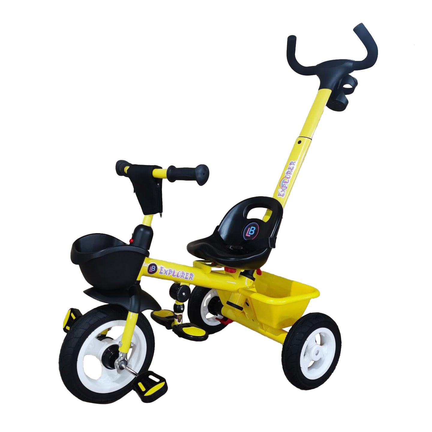 Lovely Baby Lovely Baby Smart Kids Tricycle with Parent Push Handle, Rubber Wheels & Dual Storage - Yellow - product hero