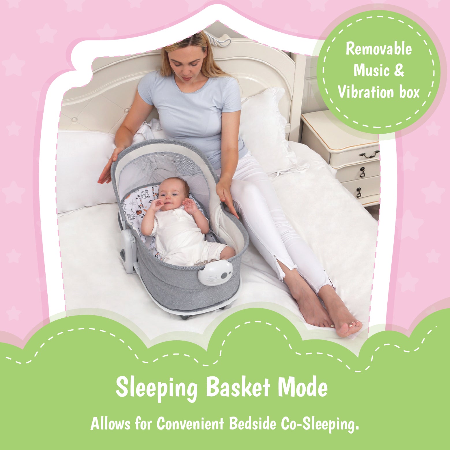Mastela 6-in-1 Deluxe Multi-Functional Bassinet - Grey