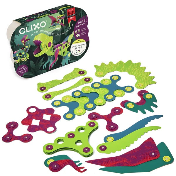 Clixo Dino Discovery Pack - 22 Piece Magnetic Building Set