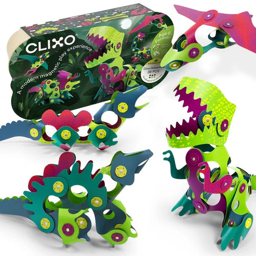 Clixo Dino Adventure Pack - 36 Piece Magnetic Building Set