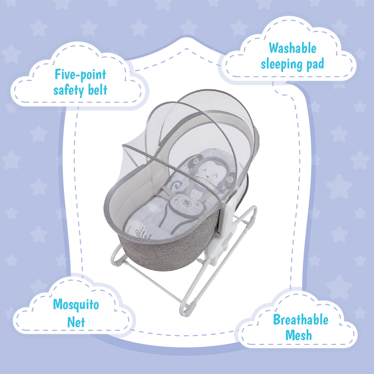 Mastela 4-in-1 Swing & Bassinet - Monkey