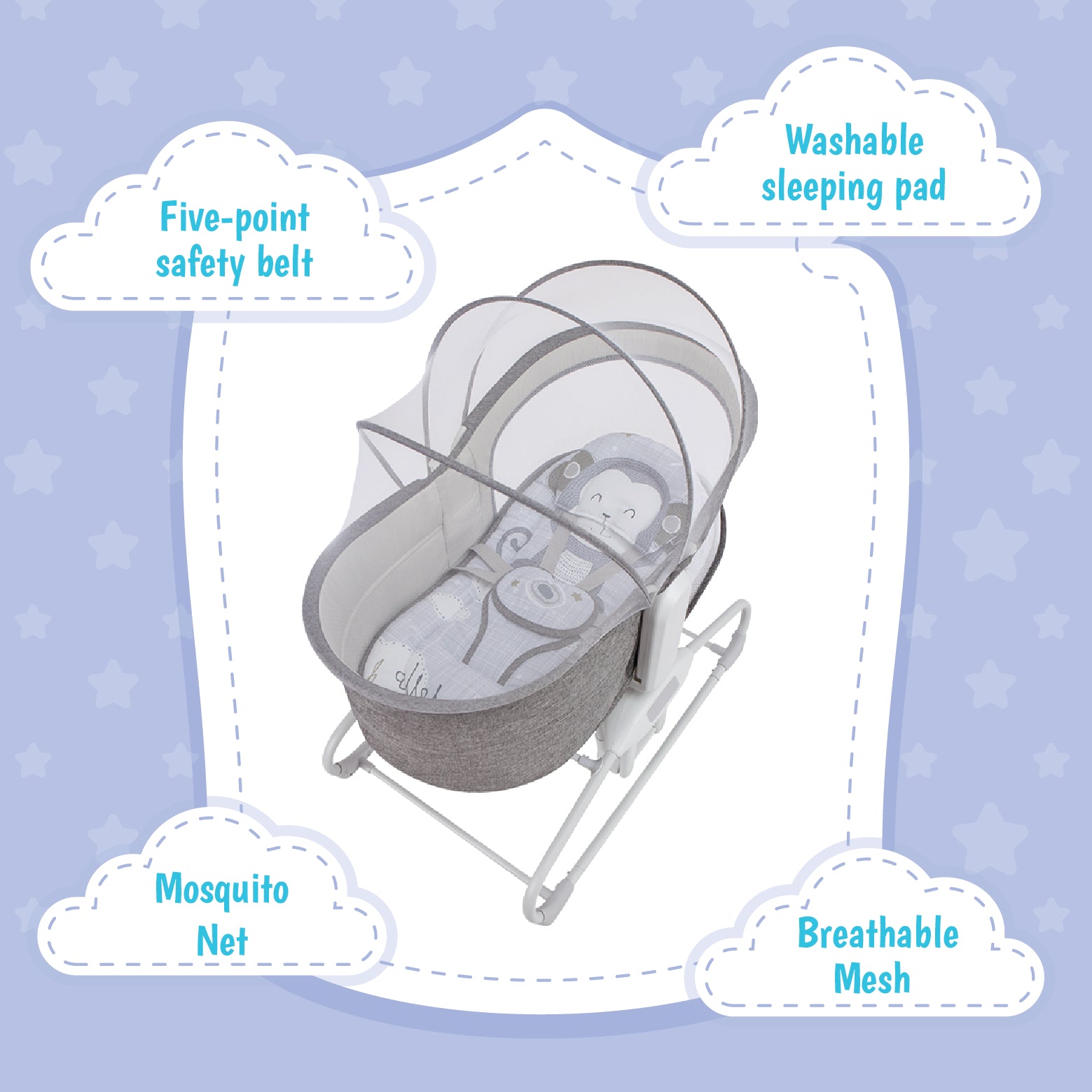 Mastela 4-in-1 Swing & Bassinet - Monkey
