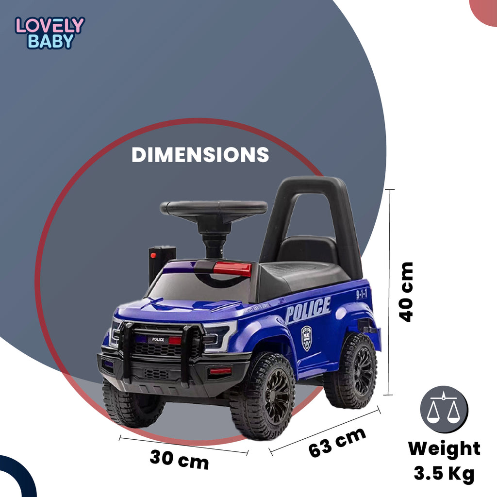 Lovely Baby Lovely Baby Police Patrol Kids Ride-On Push Car - Blue - additional view 6