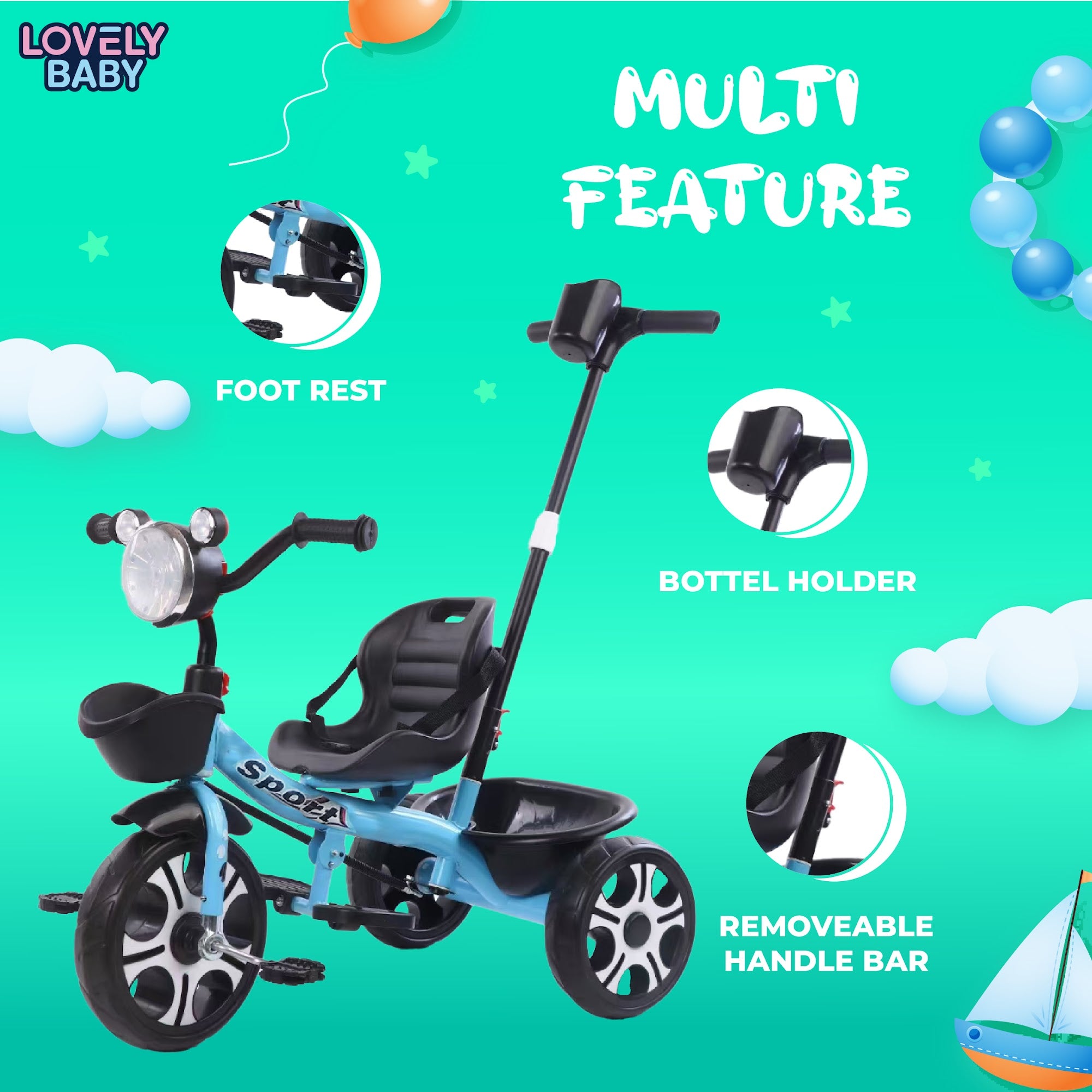 Lovely Baby Lovely Baby Kids Smart Tricycle - Blue - additional view 5