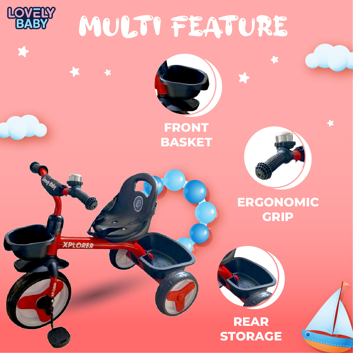 Lovely Baby Lovely Baby Explorer Trike - Orange - lifestyle view