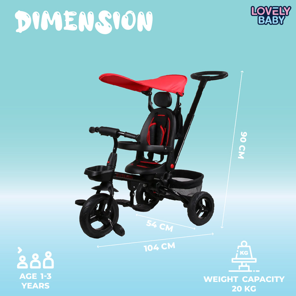 Lovely Baby Lovely Baby Smart Kids Tricycle Stroller with 360° Rotating Seat & EVA Wheels - Green - additional view 5