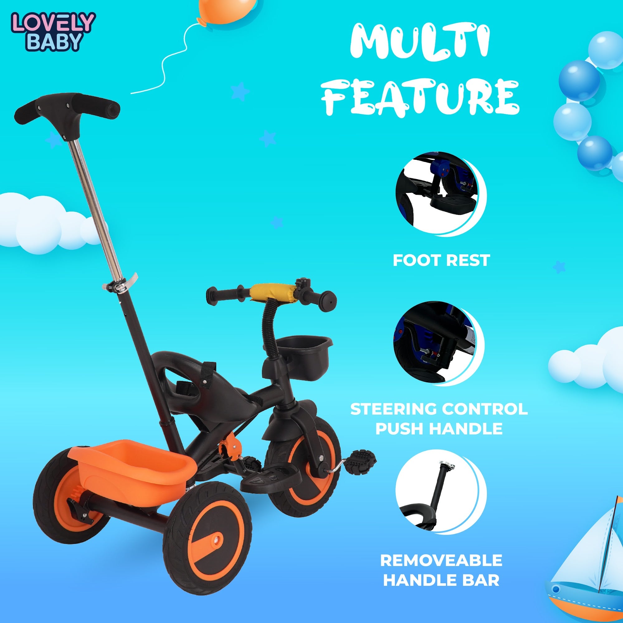 Lovely Baby Lovely Baby - Luv Lap Kids Tricycle - Orange - additional view 6