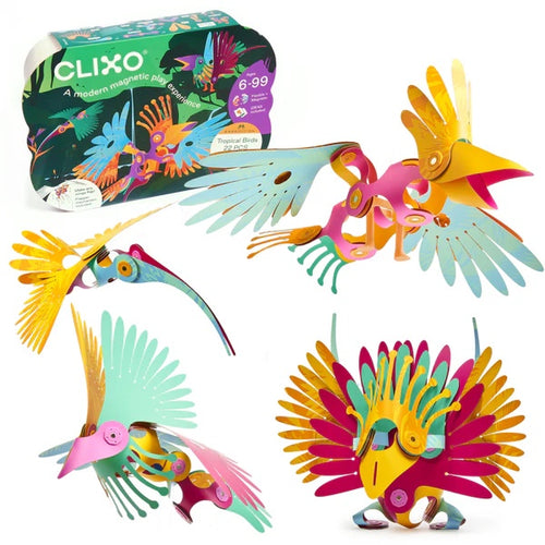 Clixo Tropical Birds Pack - 30 Piece Magnetic Building Set