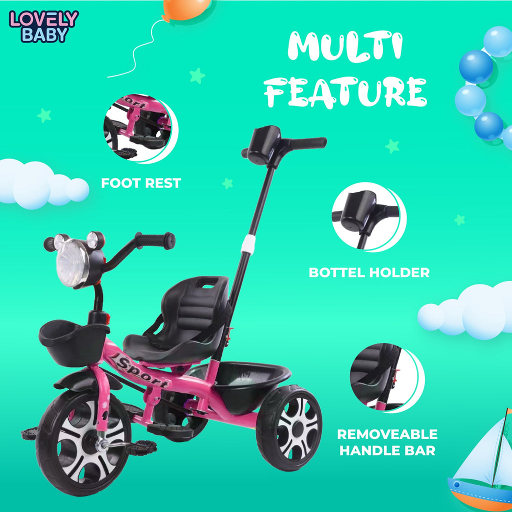 Lovely Baby Lovely Baby Kids Smart Tricycle - Pink - dimensions and contents