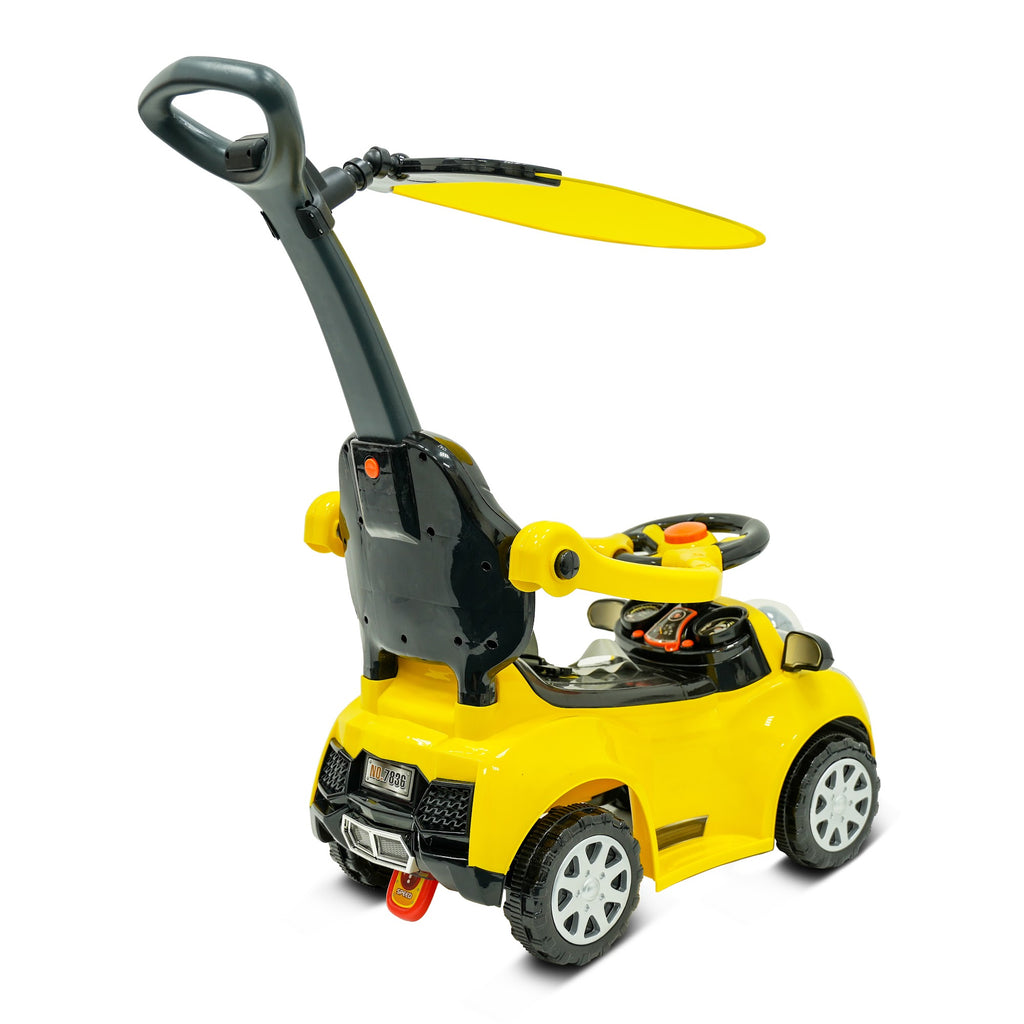 Lovely Baby Lovely Baby 3-in-1 Kids Ride-On Push Car - Yellow - lifestyle view