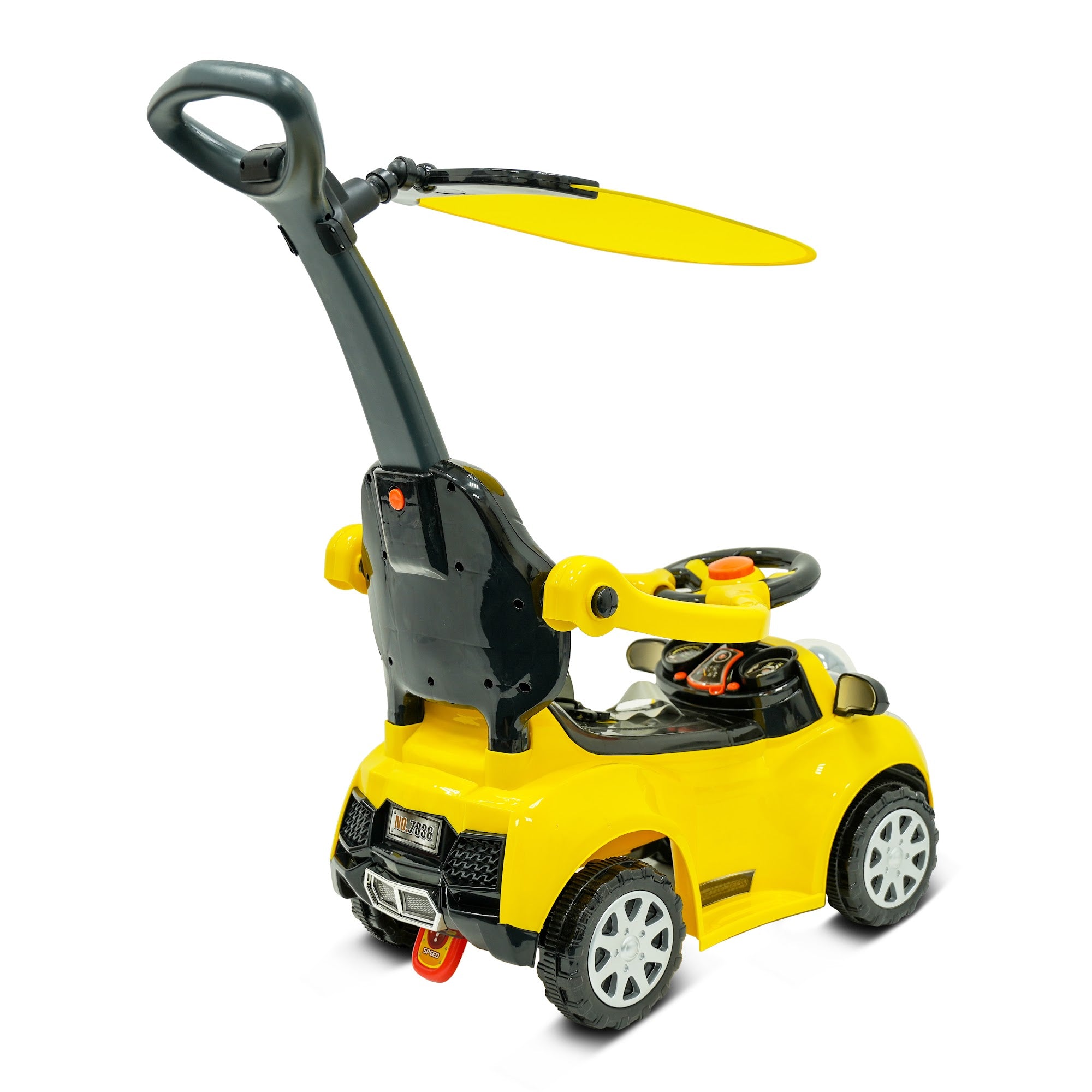 Lovely Baby Lovely Baby 3-in-1 Kids Ride-On Push Car - Yellow - lifestyle view