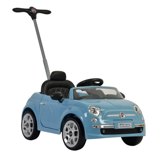 Lovely Baby Fiat 500 Kids Ride-On Push Car with Parental Control Handle - Blue - alternate angle