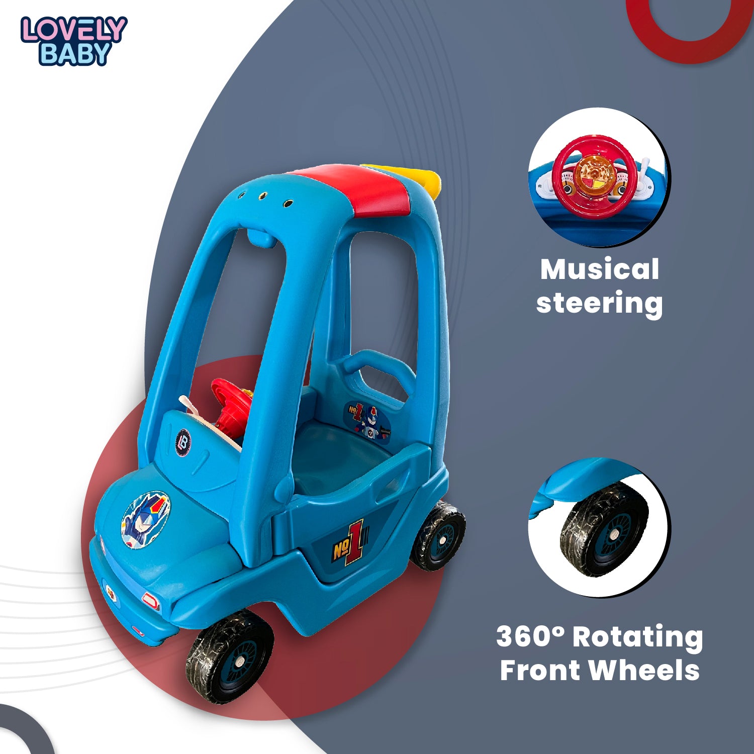 Lovely Baby Lovely Baby Cozy Coupe Ride-On Car - Blue - lifestyle view