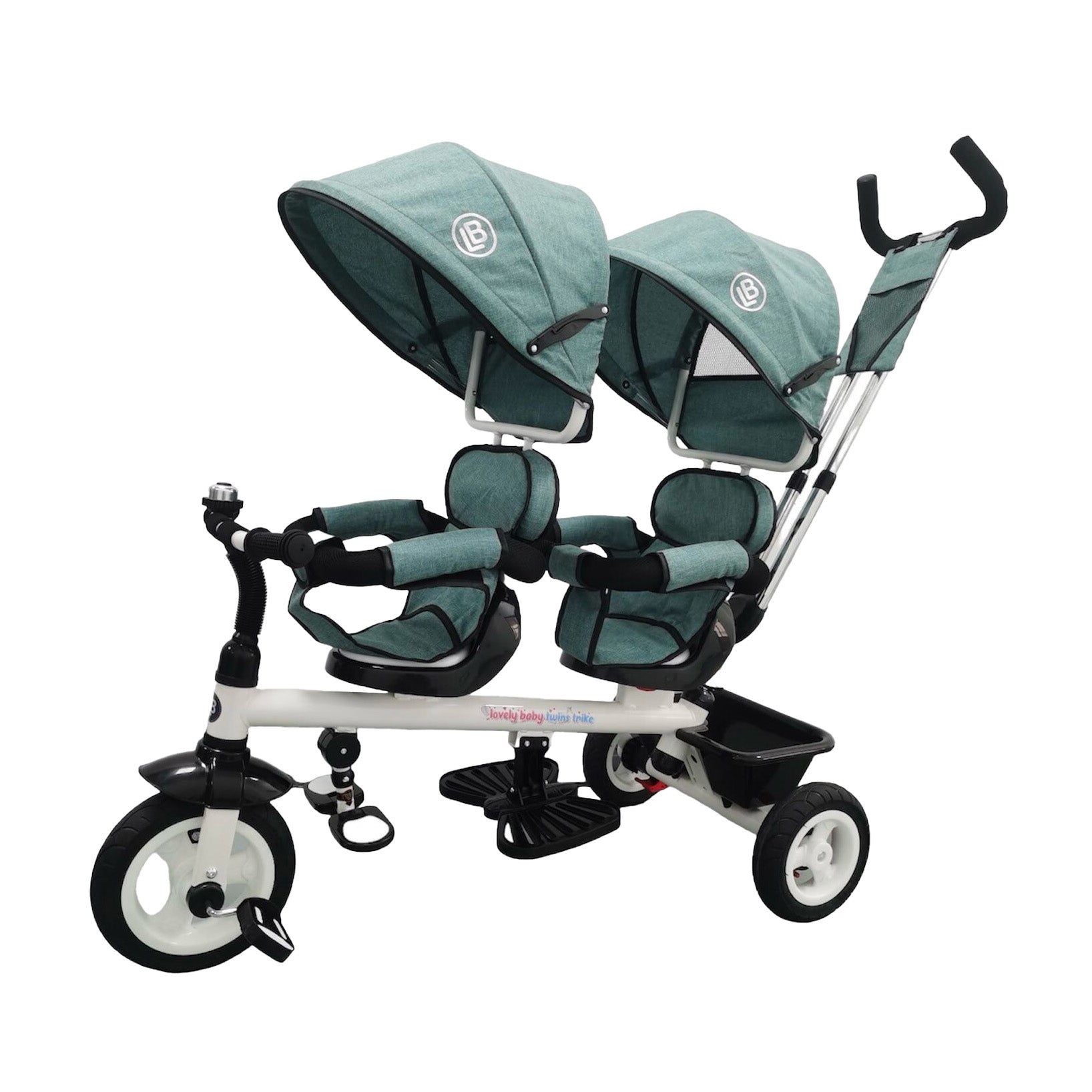 Lovely Baby Lovely Baby 2-Seater Twin Tricycle with Dual Canopy & 360° Rotating Seats - Blue - product hero