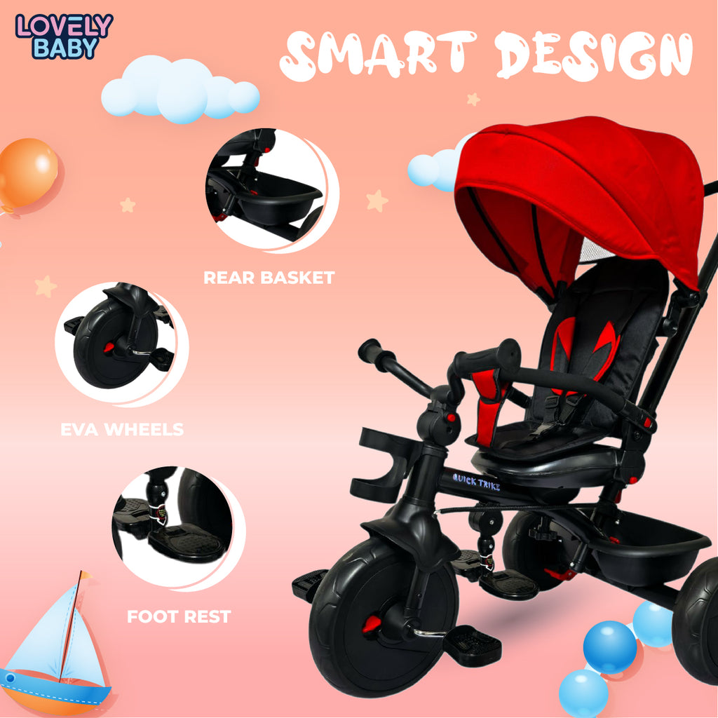 Lovely Baby Lovely Baby Kids Quick Trike - Red - alternate angle