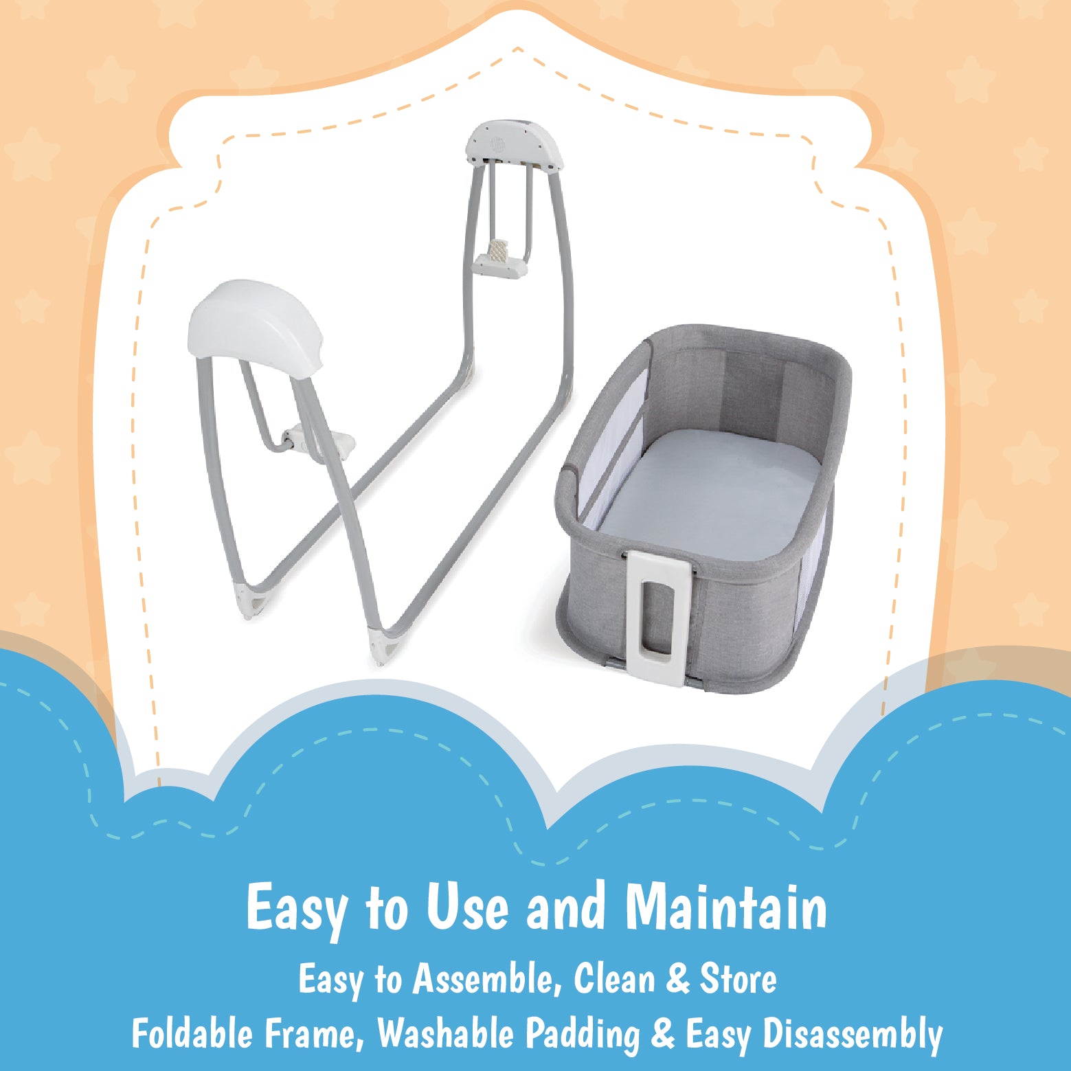 Mastela Deluxe 4 in 1 Bassinet - Grey