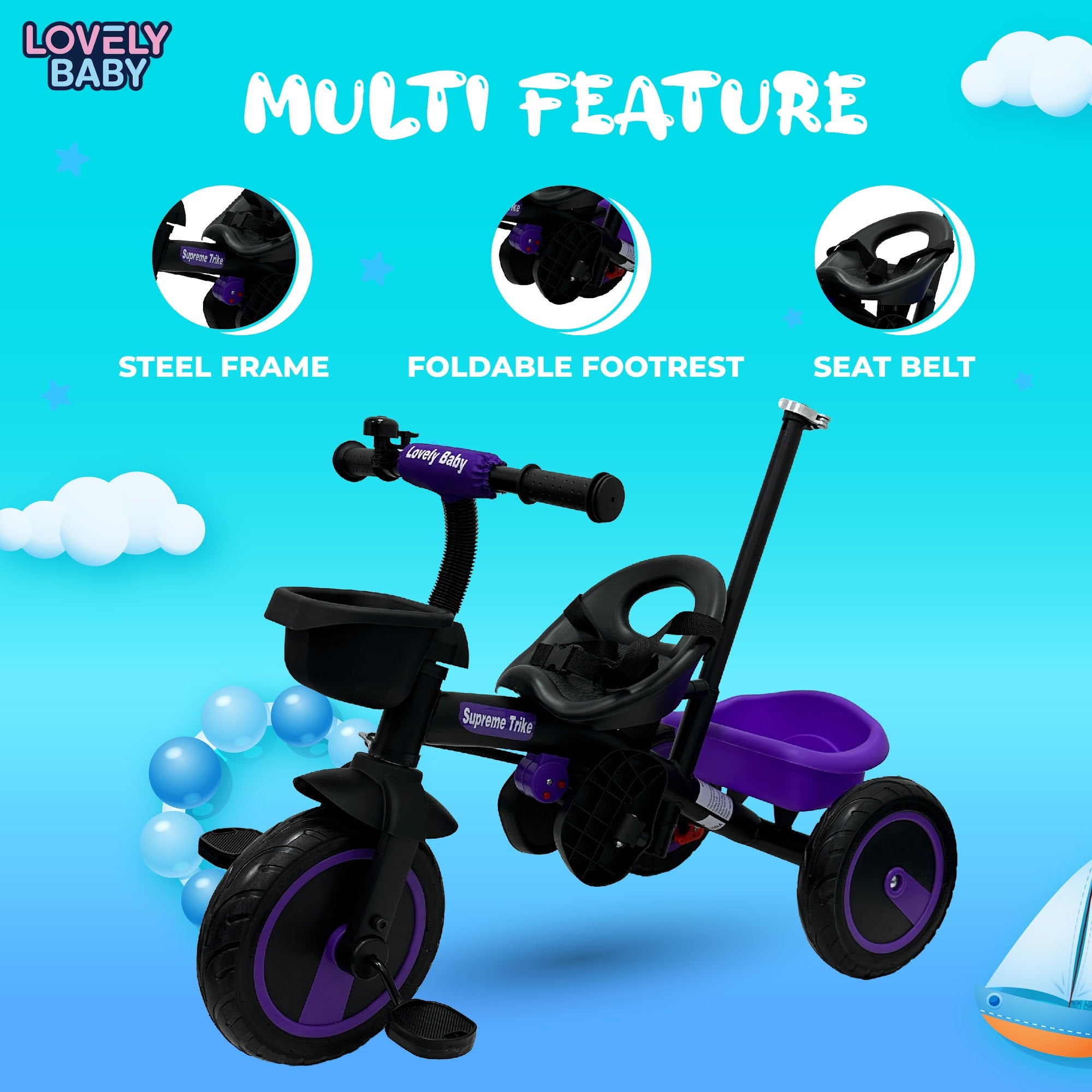 Lovely Baby Lovely Baby - Luv Lap Kids Tricycle - Purple - additional view 7