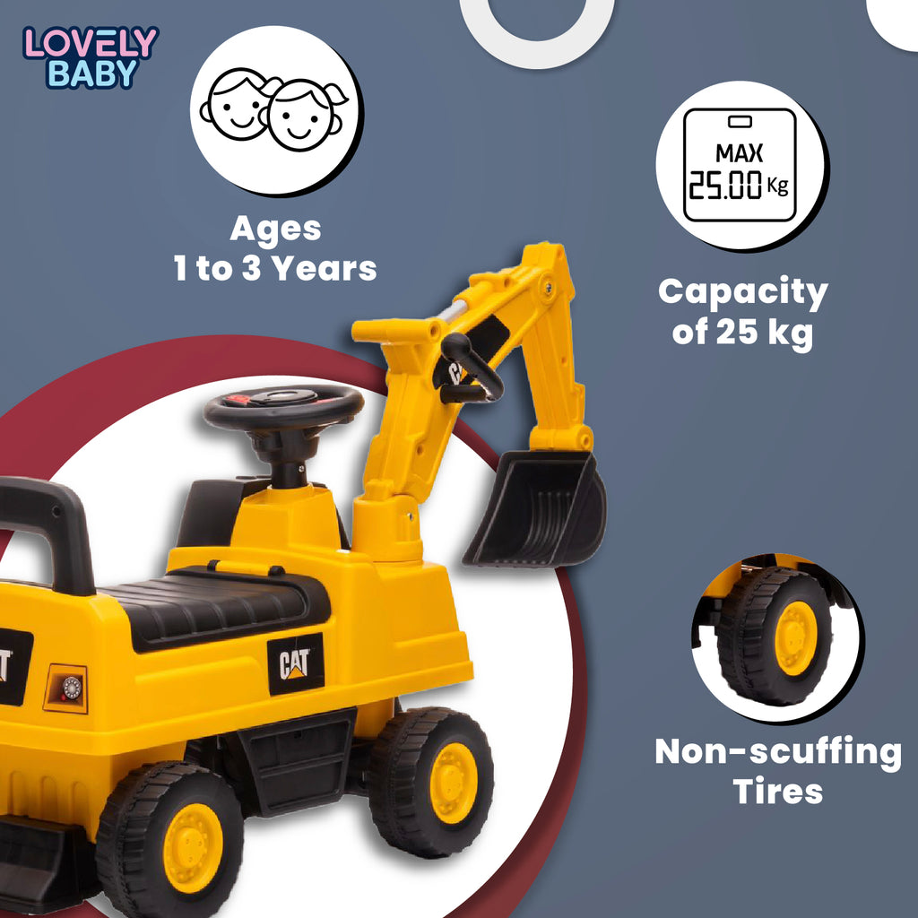 Lovely Baby CAT Kids Ride-On Excavator - Yellow - additional view 5