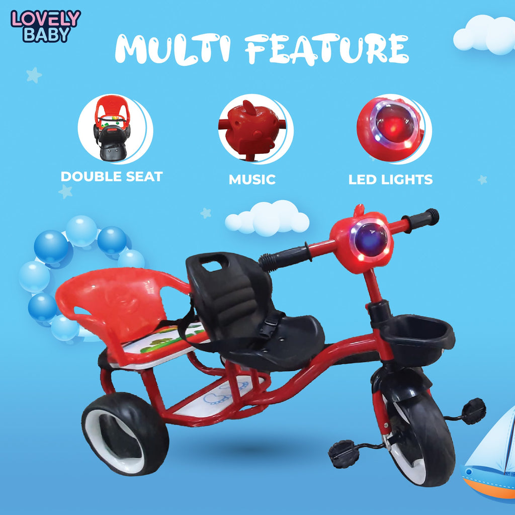 Lovely Baby Lovely Baby 2-Seater Kids Tricycle with Interactive Lights & Music - Red - additional view 8