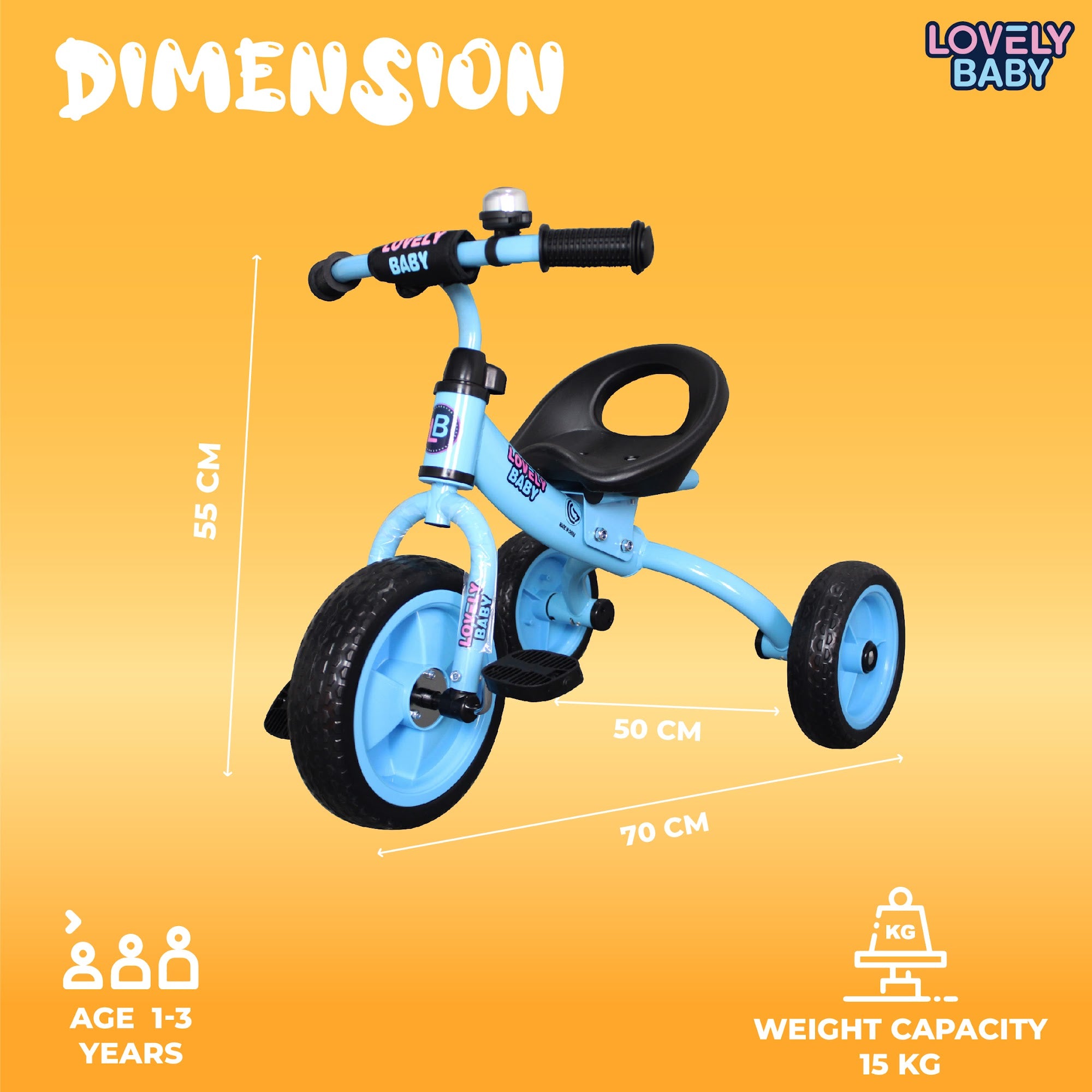 Lovely Baby Lovely Baby Ergonomic Toddler Tricycle with Durable Steel Frame - Blue - lifestyle view