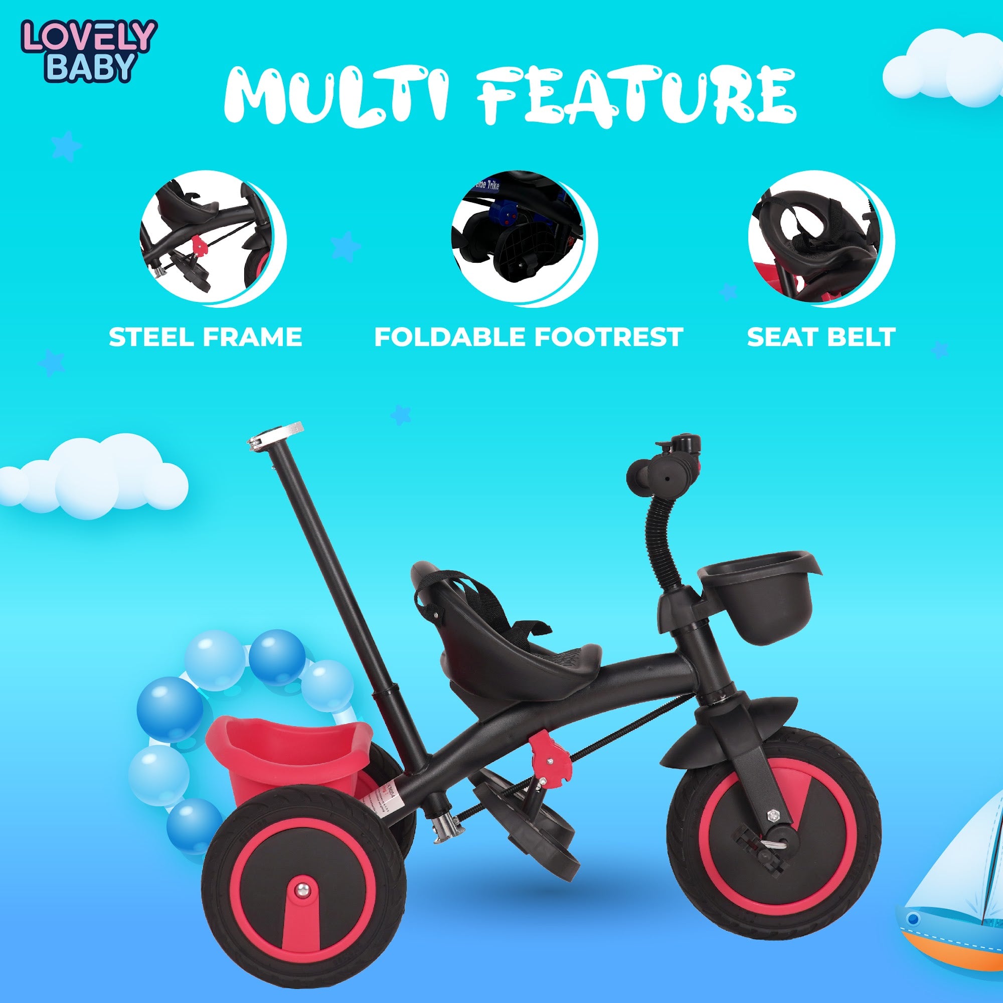 Lovely Baby Lovely Baby - Luv Lap Kids Tricycle - Red - additional view 5