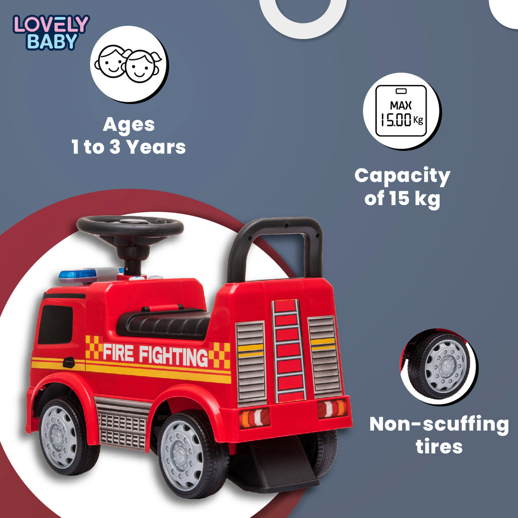 Lovely Baby Mercedes-Benz Fire Truck Ride-On Push Car - Red - additional view 6