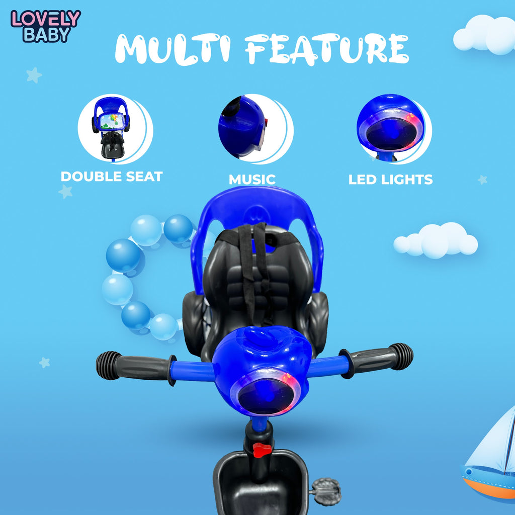 Lovely Baby Lovely Baby 2-Seater Kids Tricycle with Interactive Lights & Music - Blue - additional view 8