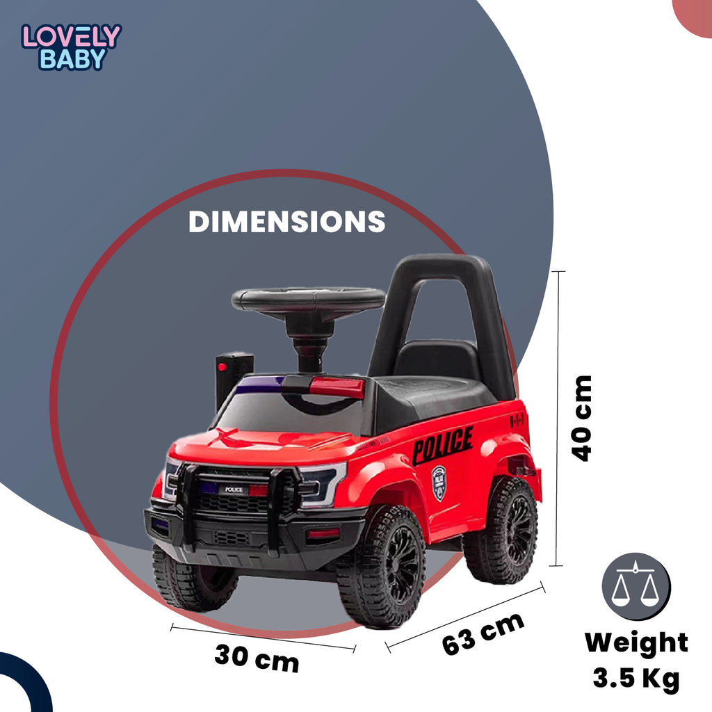 Lovely Baby Lovely Baby Police Patrol Kids Ride-On Push Car - Red - additional view 6