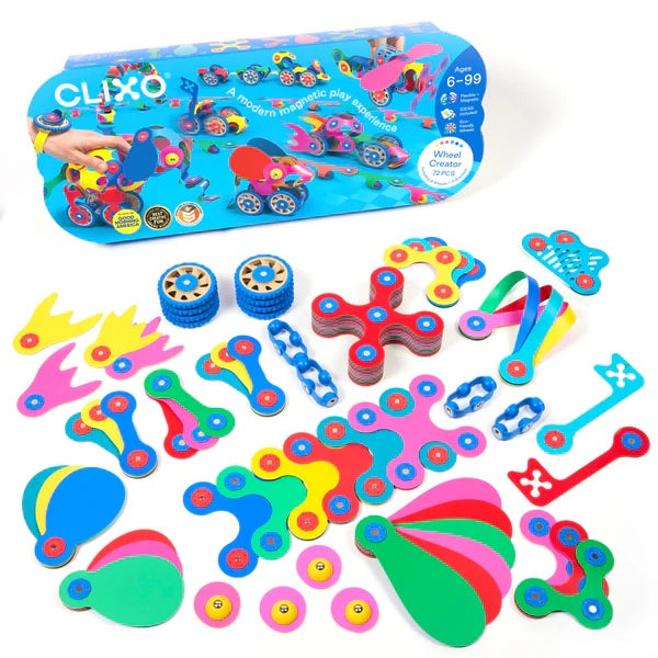 Clixo Wheel Creator Pack - 72 Piece Magnetic Building Set