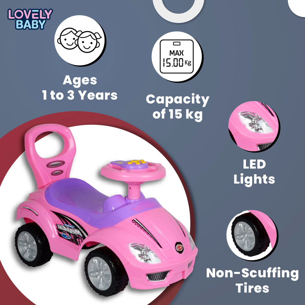 Lovely Baby Lovely Baby Deluxe Mega Kids Push Car - Pink - lifestyle view