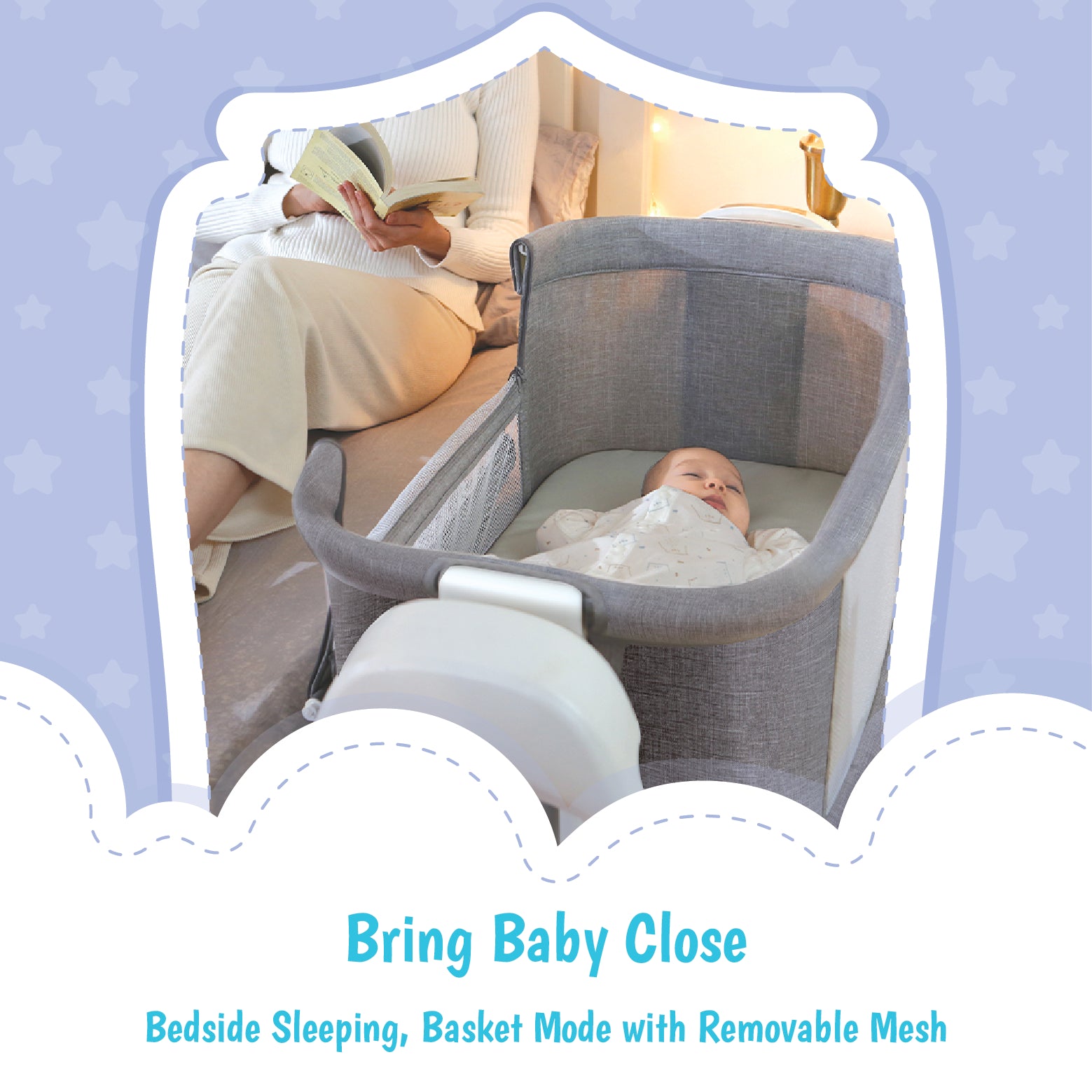 Mastela Deluxe 4 in 1 Bassinet - Grey
